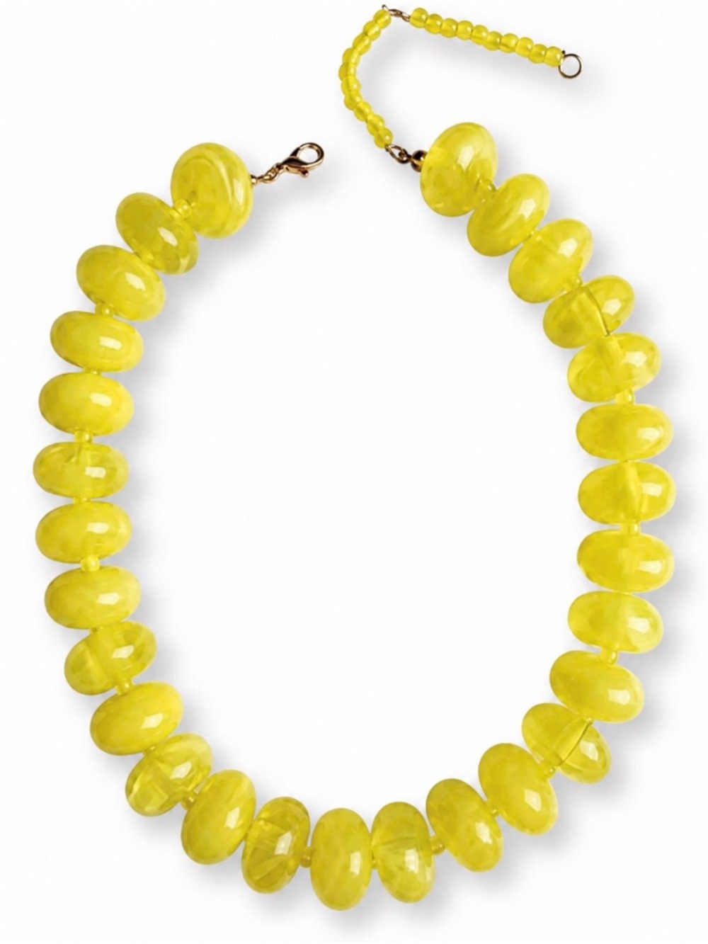 New! Yellow Marbled Chunky Beaded Dopamine Necklace (2001) NWOT